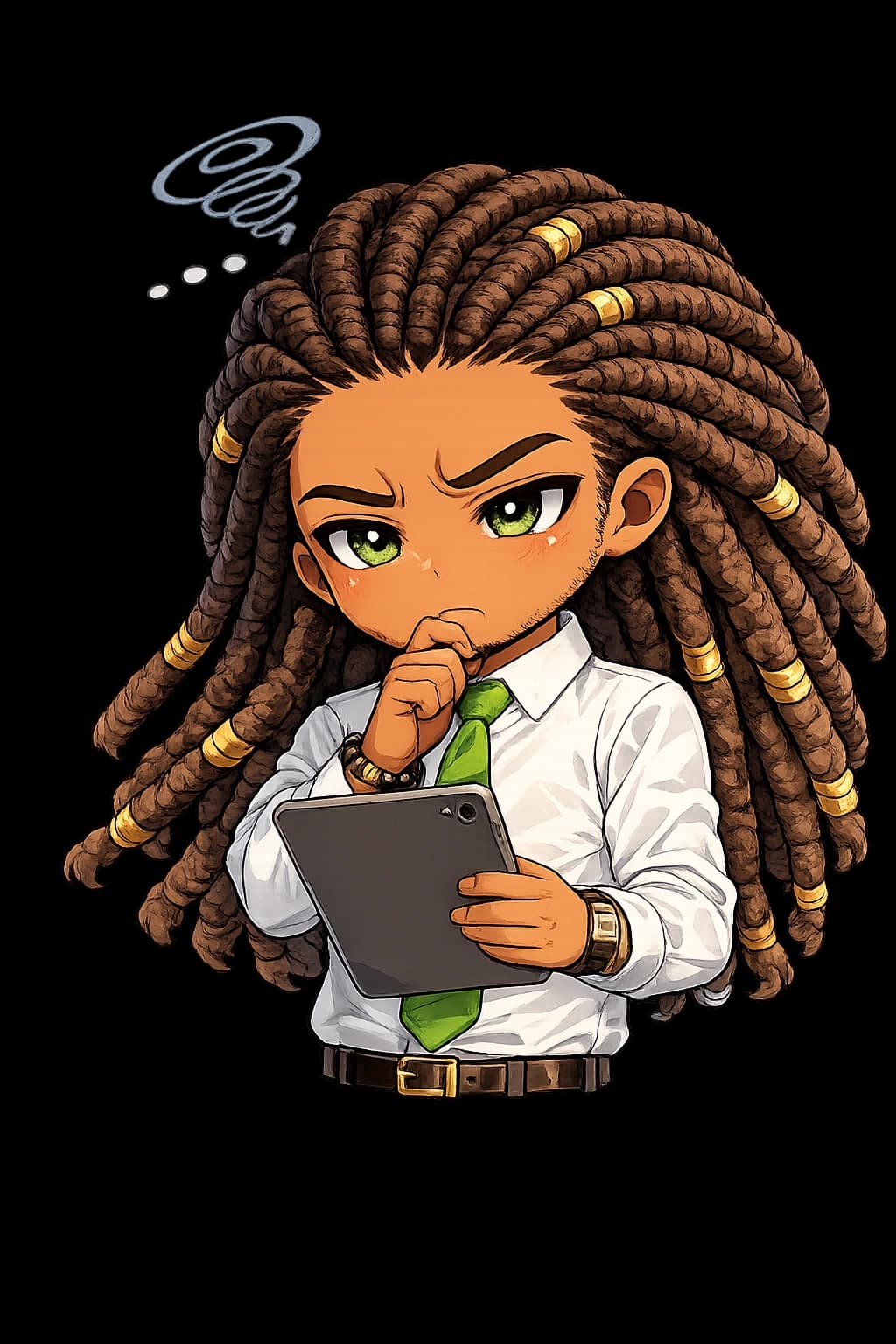 Vincent thinking in a dress shirt
